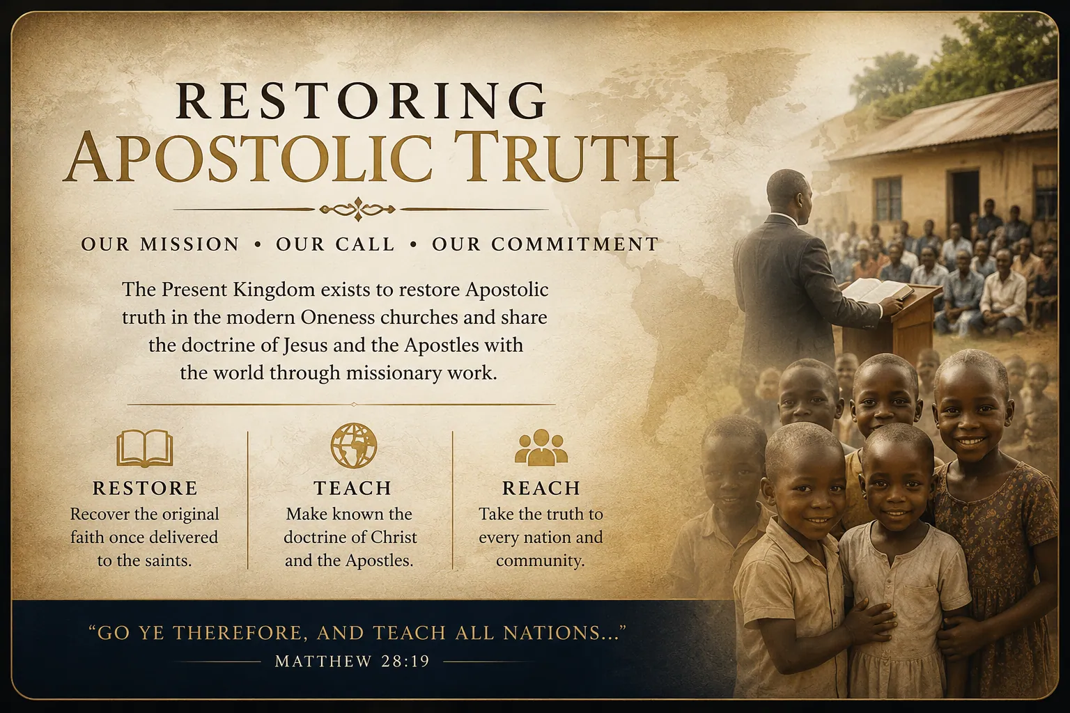 Restoring Apostolic Truth — Our Mission, Our Call, Our Commitment